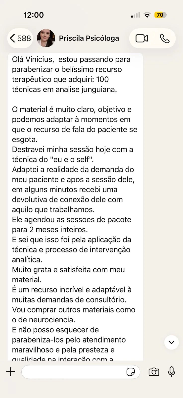 Depoimento de profissional